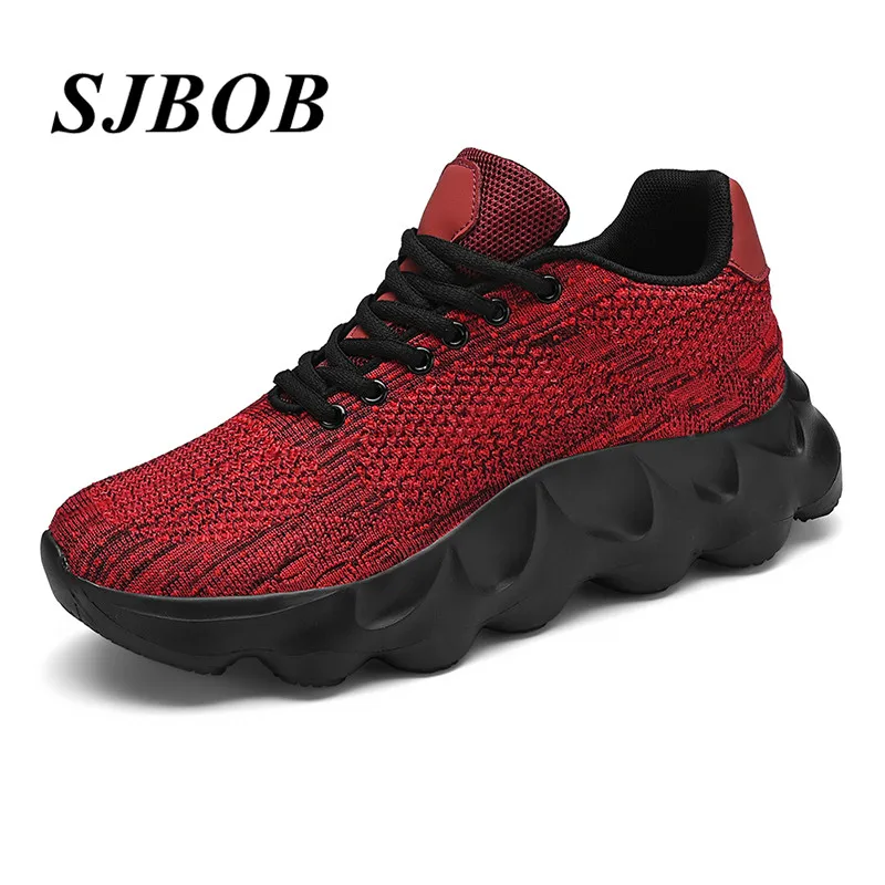 

Red Men's Running Shoes Large Size 39-48 Low Top Knit Men Running Trainers Light Comfortable Male Sports Sneakers Tenis Hombres