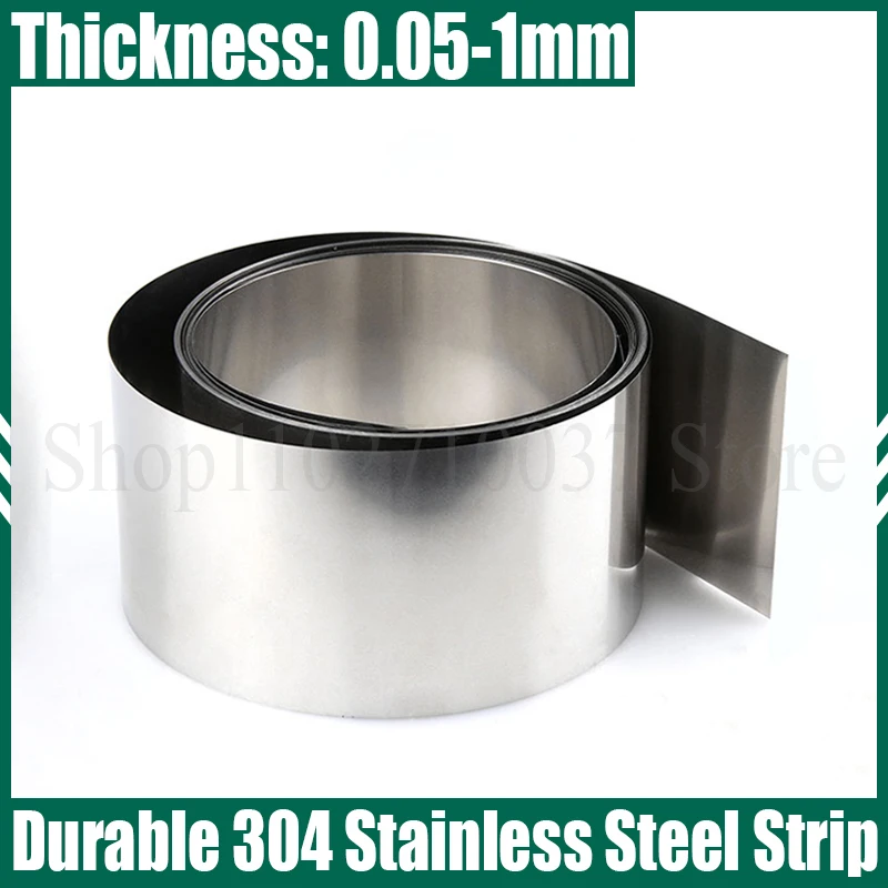 

1PCS 304 Stainless Steel Strip Thickness=0.05-1mm Width=100/200/300mm Steel Sheet Thin Steel Plate/Foil Corrosion Resistance