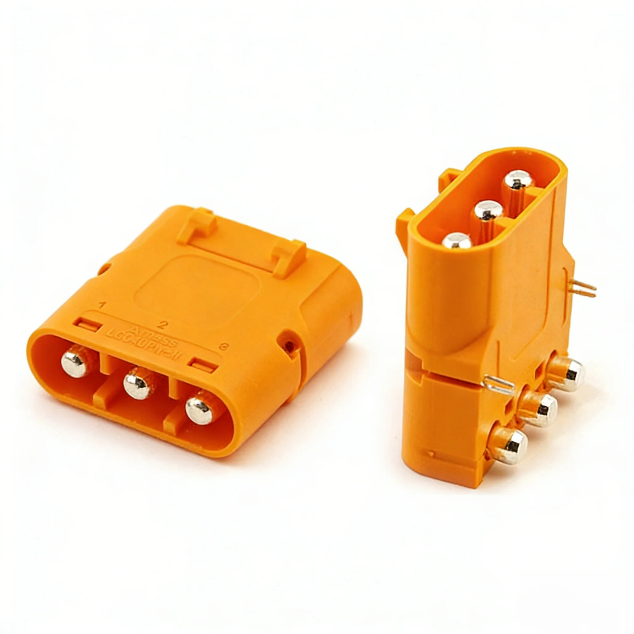 Amass Original LCC40PW‑M Horizontal PCB Connector Silver Plated Copper Replace MR90 DC Battery Plug