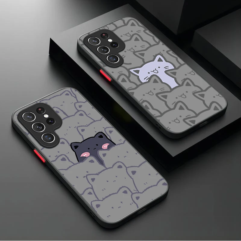 حافظة جميلة على شكل قطة جرافيتي لهاتف سامسونج جالاكسي S25 Ultra S24 S23 Plus S22 S21 FE A04S A56 A36 A26 A16 A06 A55 A35 A25 A15 5G Funda #2