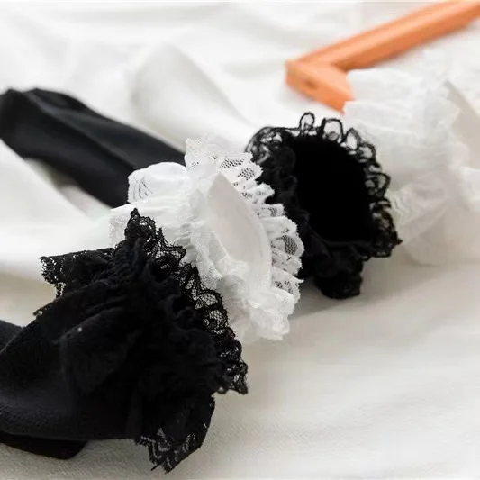 Women Socks Lace Lolita Jk Japanese Style White Black Solid kawaii Girl Cotton Cute Ankle Socks For Famale носки женские