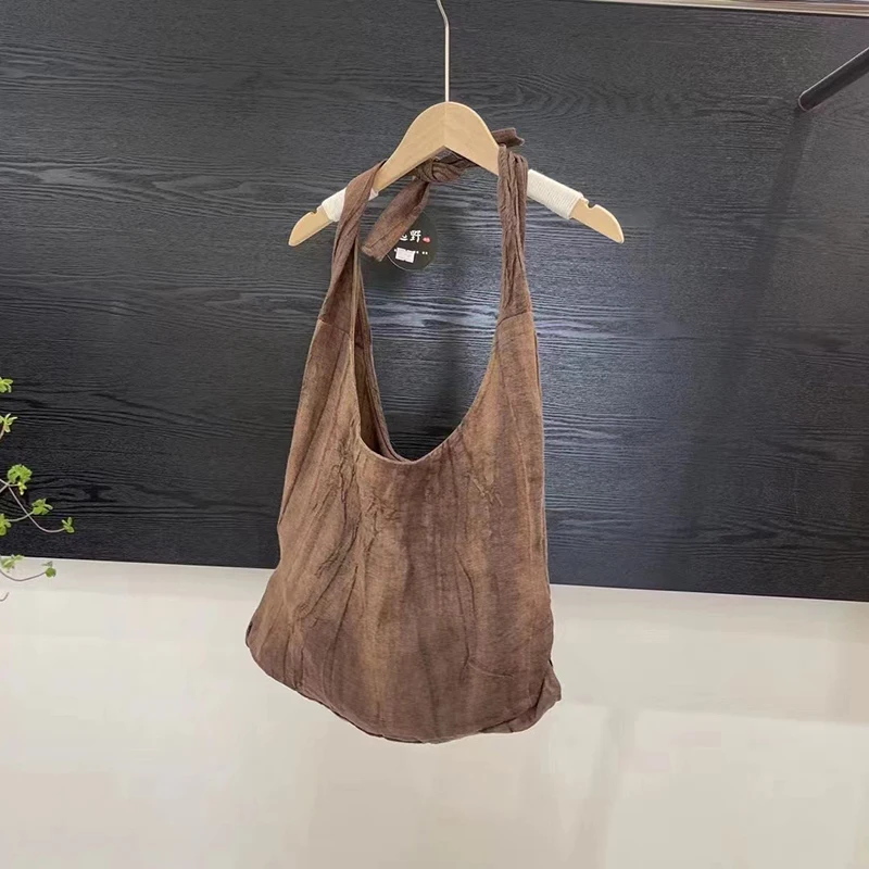 

Crossbody Bag Korean Versatile Tie Dye Linen Women's Retro Style Travel Tote Bags