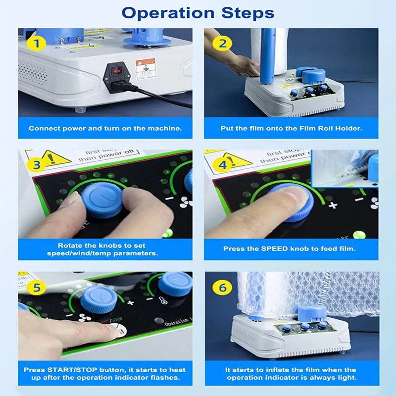 Inflatable air pillow cushion packaging bubble film machine