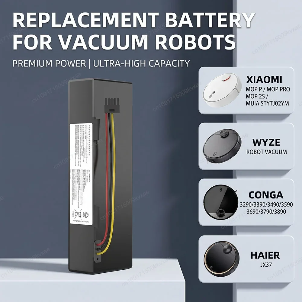 New 14.4V 2.6Ah Li-ion Sweeper Battery Pack for Conga 3290 3490 3690 3890 for Xiaomi Robot Vacuum Mop STYTJ02YM for Haier JX37