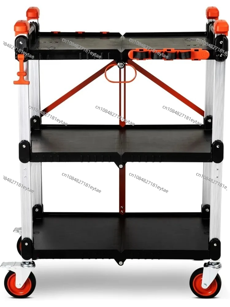 3 Shelf Heavy Duty Folding Jobsite Cart - 300-lb Capacity, F3SCBL