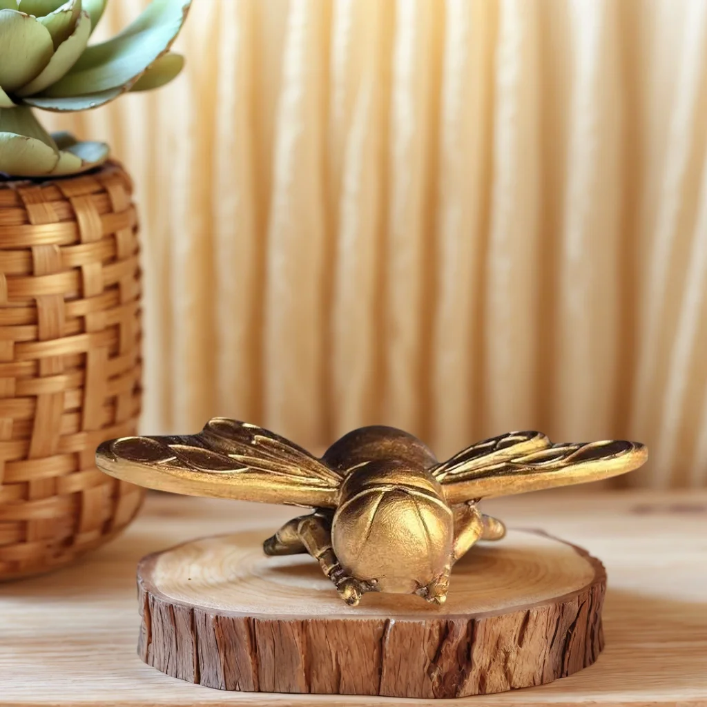 Golden Insect Resin Statue, Luxury Metal Color Bug Figurine, Aesthetic Home Desktop Ornament, Garden Courtyard Decoration Gift