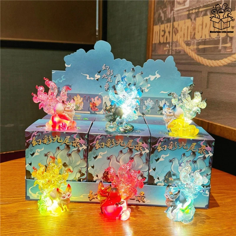 Neun-Schwänziger Fuchs Überraschungs-Blindbox Farbenfrohe Leuchtende Trendige Kunstfigur Desktop-Ornament Auto-Innendekoration Sammlerfigur