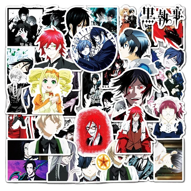 50pcs Black Butler Waterproof Stickers Anime Manga Cute Case Notebook Decorations Fans Trendy Gift