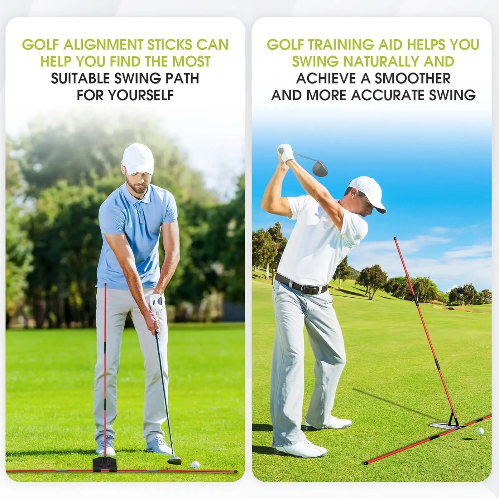 Alignment Sticks For Golf Training 7-level Adjustable Angle Portable Sports Accessories Golf Training Aid For Practice Driving