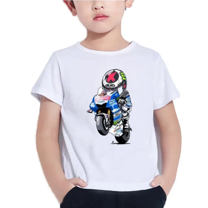 Motocross Impresso T-shirt para Meninos, Cartoon Hipster, Toddler Boy Tops, Roupas Infantis, Verão, Novo