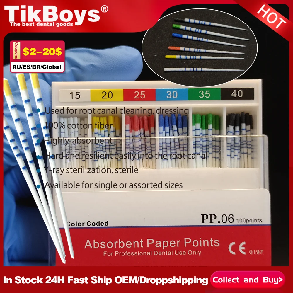 

15-40 # Стоматологические впитывающие бумажные точки, стерильные, смешанные размеры, эндодонтия, наконечники из хлопкового волокна со шкалой, стоматологические материалы