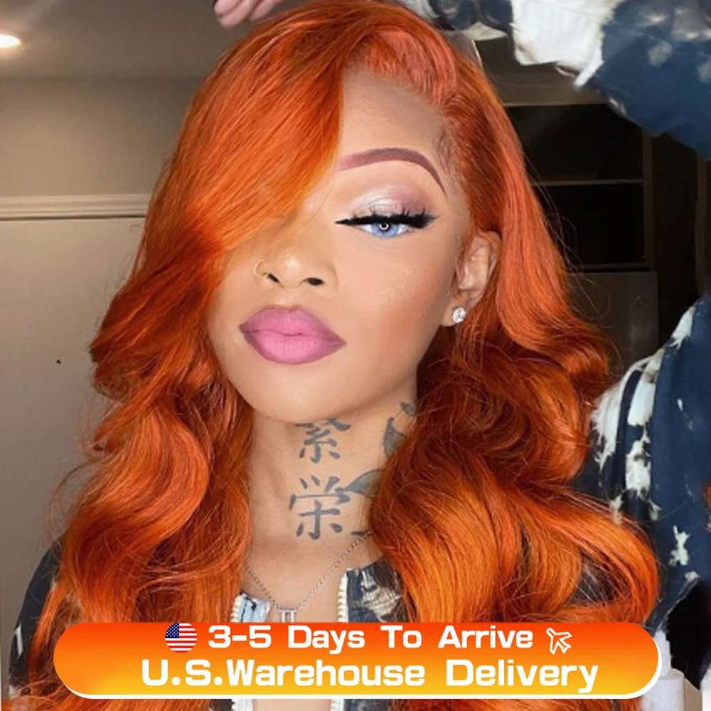 350 Orange Ginger Lace Front Wigs 14x4  Glueless Body Wave HD Lace Front Wigs Human Hair Curly Lace Frontal Wigs For Women