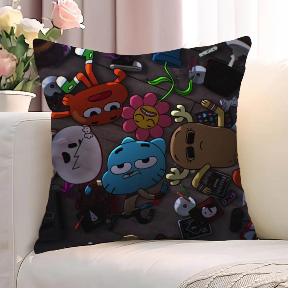 T-The Amazing World of GumballS Decorative Pillows for Sofa Chair Cushion Cover 45x45cm Pillow Hugs Short Plush Pillowcase 45*45