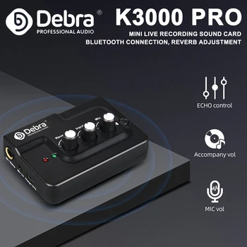 K3000 PRO Directed Soundcard Echo Audio Mixer External Interface with Bluetooth DSP Reverb