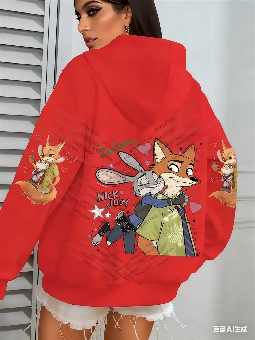 2025-26 الخريف والشتاء ديزني Zootopia2 نيك وجودي احتضان عاشق موضة الاطفال هوديي القطن الرجال النساء زوجين القطن البلوز