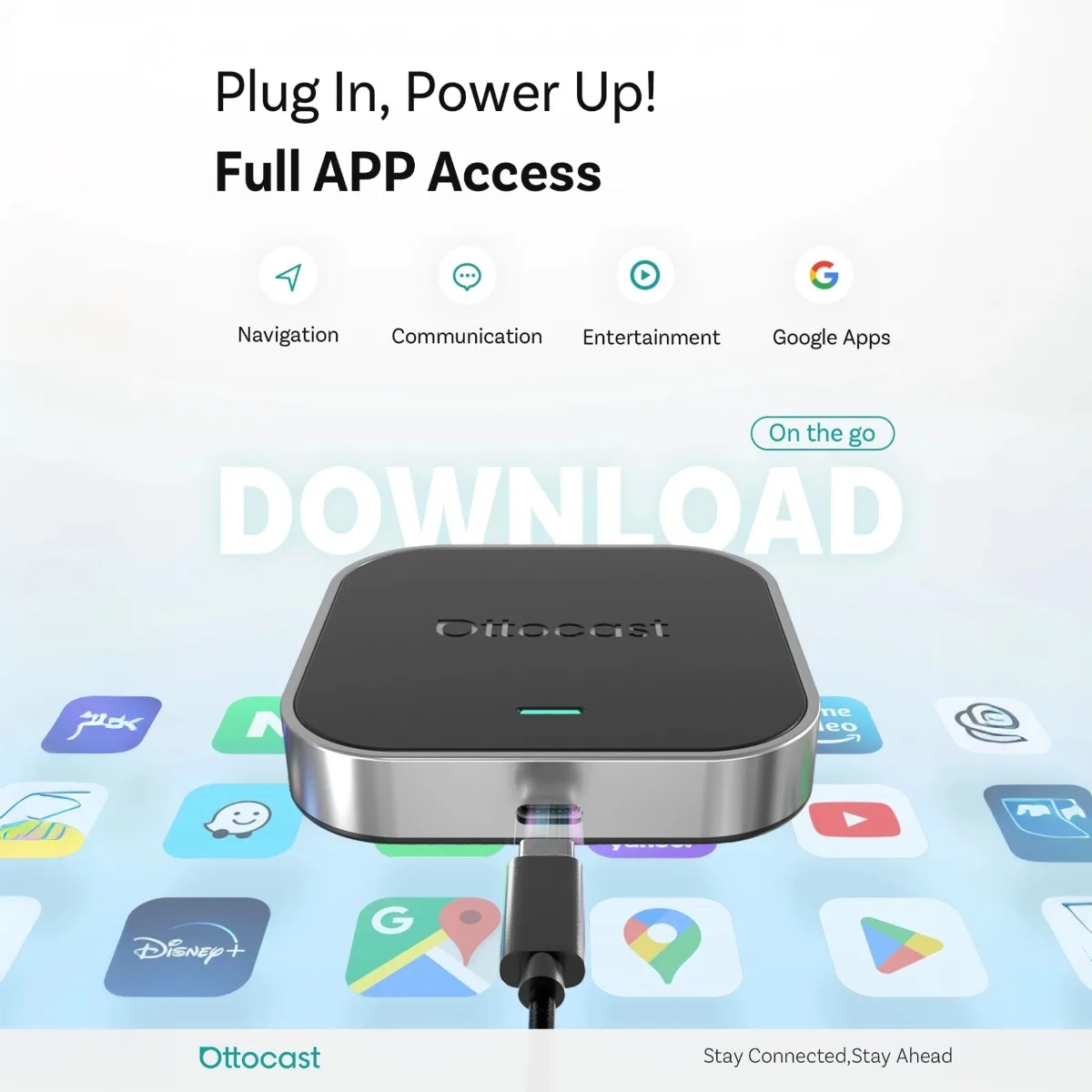 Ottocast  E2 AI Box Wireless CarPlay Android Auto Adapter Android 13 Plug & Play Cloud SIM 3.0 Smart for Car Multimedia Display