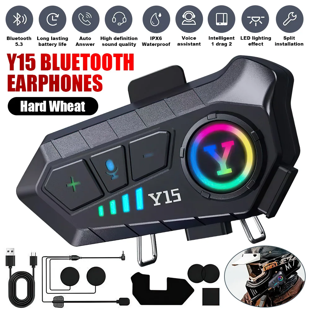 

Bluetooth 5,3 гарнитура для мотоциклетного шлема IPX6 водонепроницаемый жесткий микрофон беспроводной вызов мотоциклетные наушники