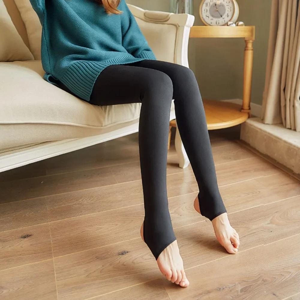 

Autumn Winter Thermal Leggings For Women 2023 High Waist Velvet Warm Pantyhose Sexy Slim Translucent Skin Effect Tights Pants