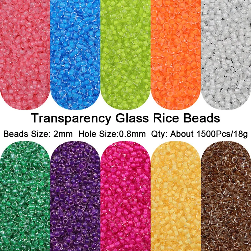 Dyed Core Colorful Glass Small Spacer 2mm 1500pcs 18g Loose Bead For Jewelry Making Earrings Necklace DIY Craft Accessories