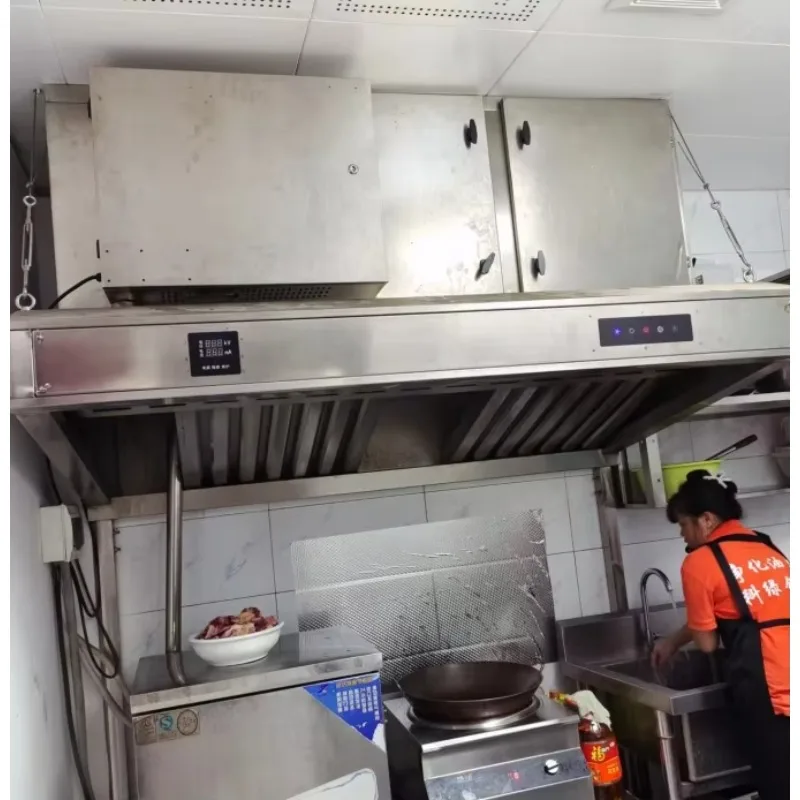 Hotel Kitchen Stainless Steel Kitchen Hood Filter Smart Range Hoods Extractor Hood with LED Display
