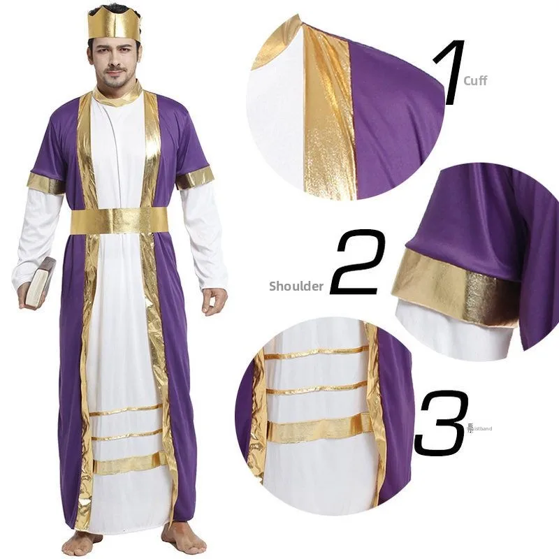 الكبار زي الهالوين التأثيري قناع الكرة أداء رداء الملك زيوس M0095 المرحلة زي التقليدية الصينية العرقية...