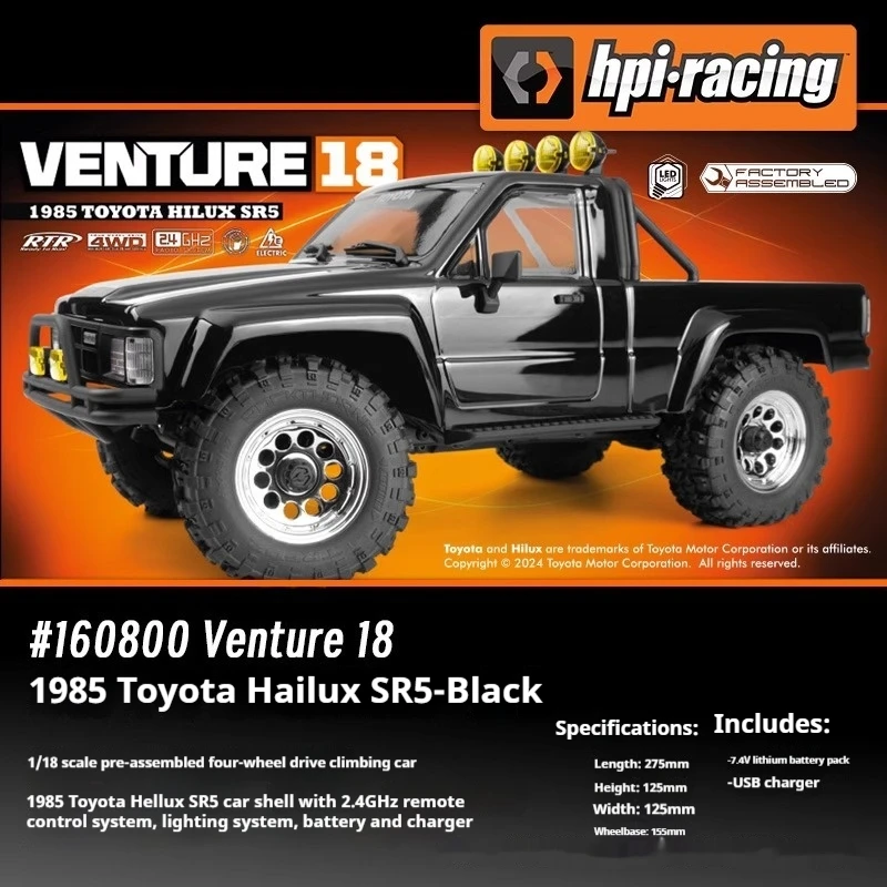 Hpi Venture Simulation 1/18 Toyota Hilux Hynix Four-Wheel Drive Two-Speed Remote Control Electric Off-Road Climbing Vehicle Toys