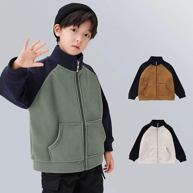 2026 Neue Herbst-Winter Warme Kinder-Fleecejacke Doppelseitige Fleece-Jacke für Jungen und Mädchen mit Stehkragen und Reißverschluss Lässige Kinder-Oberbekleidung