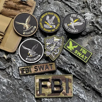 전술 조끼 후크 앤 루프 패치, 미국 연방 인질 구조 팀 완장, HRT 조사, 사기 배지, 독수리 배낭 스티커