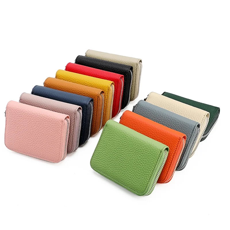 

Japanese Wallet Real Pickup Card Bag PURSE Organ Card Bag RFID Burglar Proof Zipper Zero Wallet Large Capacity Card Clip