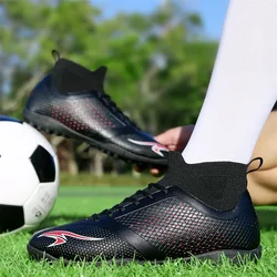 Long Spike Kid Outdoor Football Sneakers Big Size 45 46 High Ankle Cleats Training Shoes 2024 Slip on Style Adult Soccer Shoes