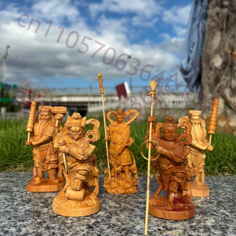 

Резные статуэтки из дерева Ябаи — 4-дюймовые Лей-шэнь, Эр-ланг-шэнь, Сан-тай-зи — декоративные фигурки для дома, коллекционное искусство