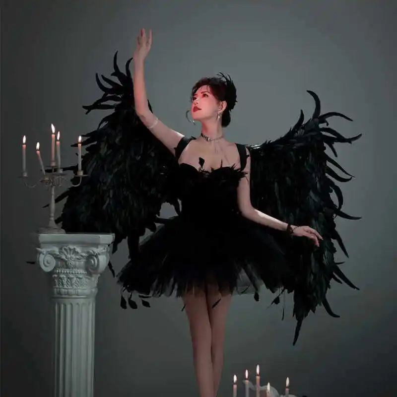 Ali d'angelo di Halloween Cosplay Serie di piume grandi nere Ali per lo styling pieghevoli Prop