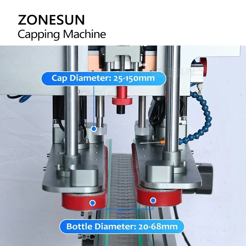 ZONESUN ZS-XG20A Automatic Inline Screw Capping Machine, Laundry Detergent Shampoo Juice Cosmetic Liquid Bottle Capper Equipment