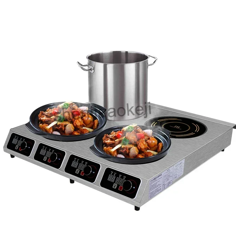 Home Electric Commercial Induction Cooker Four Head Pot Furnace Rice Noodles Fennel Mala Tang High Power Clay Pot Furnace 220V 1