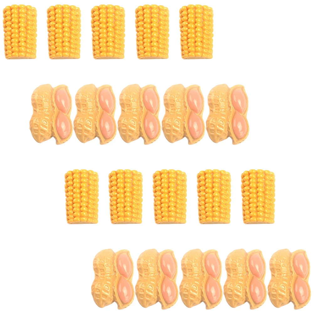 

20pcs Realistic Corn Peanut Keychain Fake Food Decorative Toys Plastic Artificial Vegetables Photo Props Long Lasting
