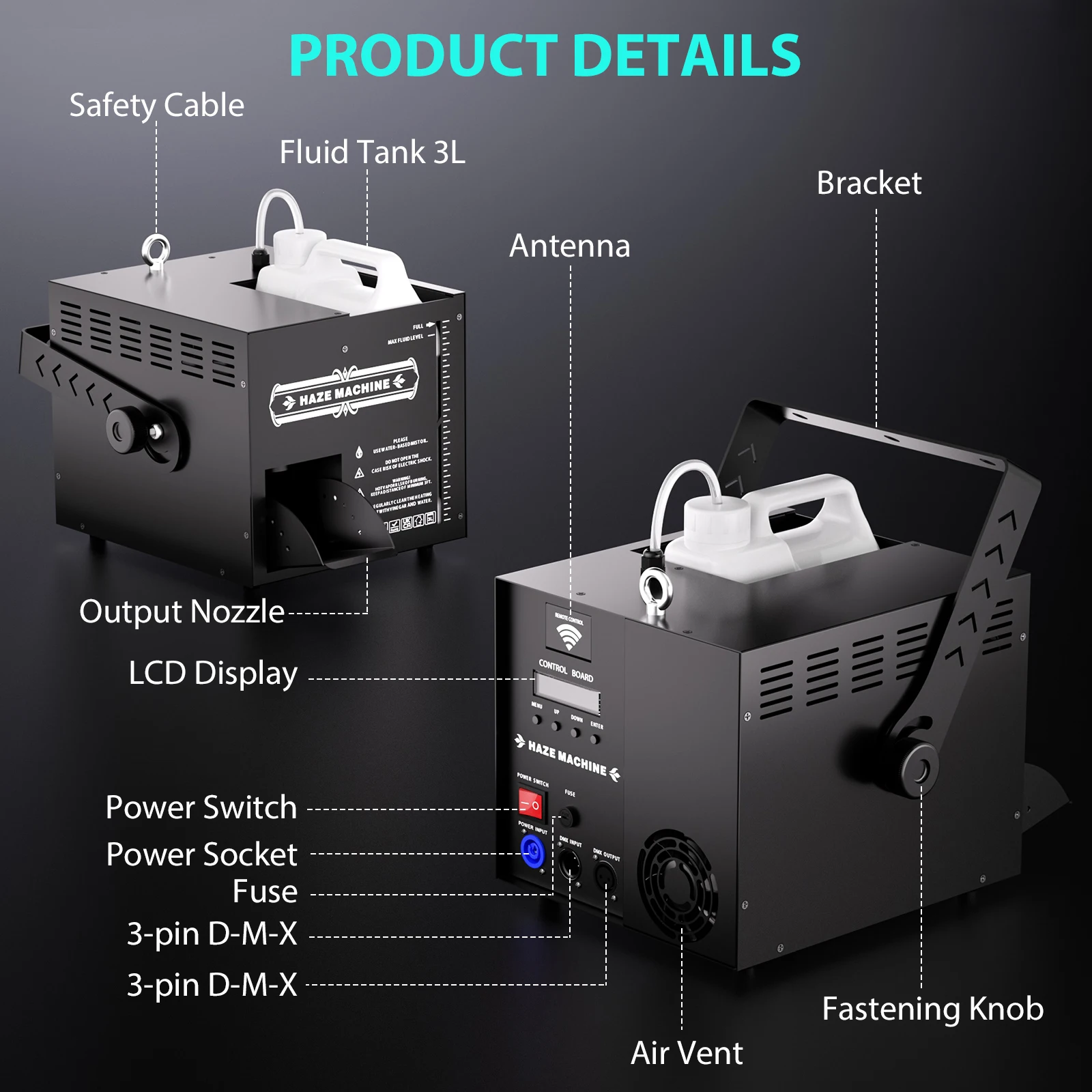 Fieryzeal 1000 واط آلة الضباب DMX التحكم عن بعد آلة الضباب المرحلة تأثير آلة لصنع الدخان ل DJ ديسكو حفلة موسيقية تأثير مبيد