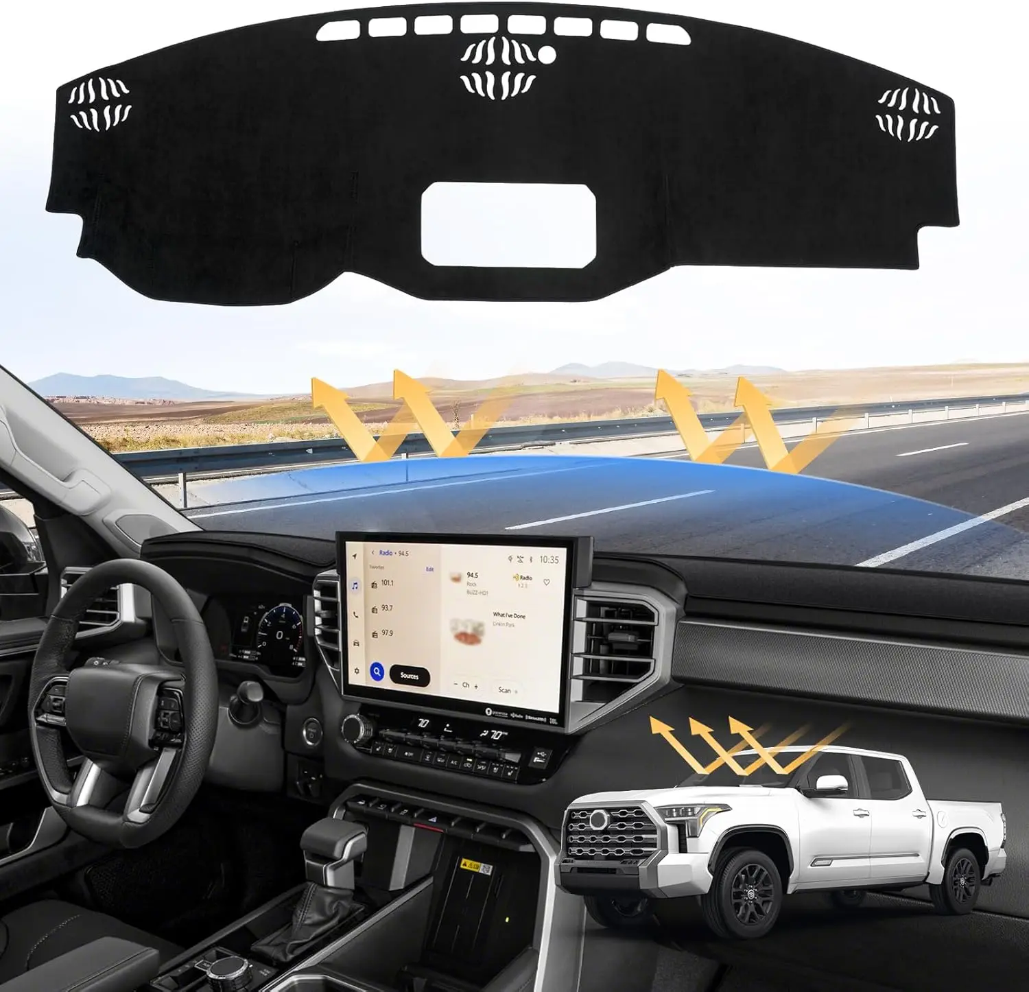 

LHD Dashboard Cover Protective Pad for TOYOTA TUNDRA XK50 XK70 2014-2026 Car Dash Board Sunshade Anto-UV Shield Carpet