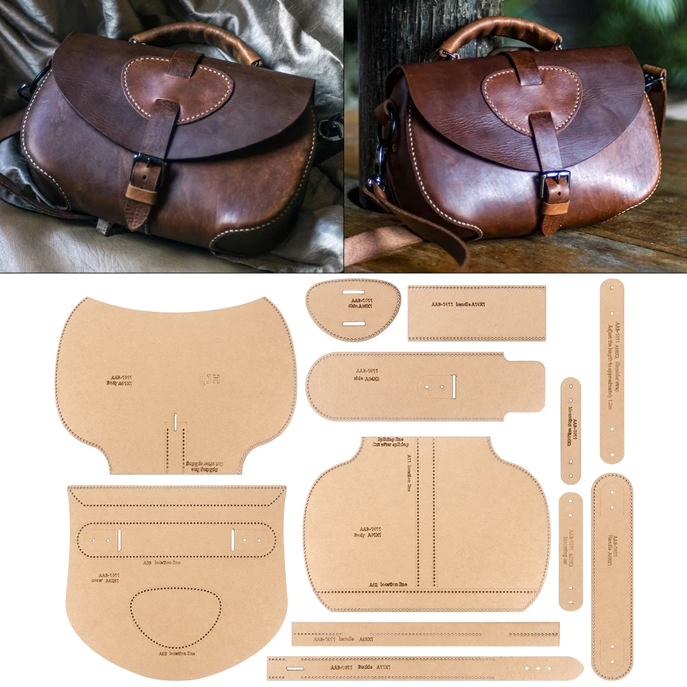 1 ensemble de gabarits en papier kraft DIY, avec motifs de couture et de découpe pour sacs à main rétro faits à la main
