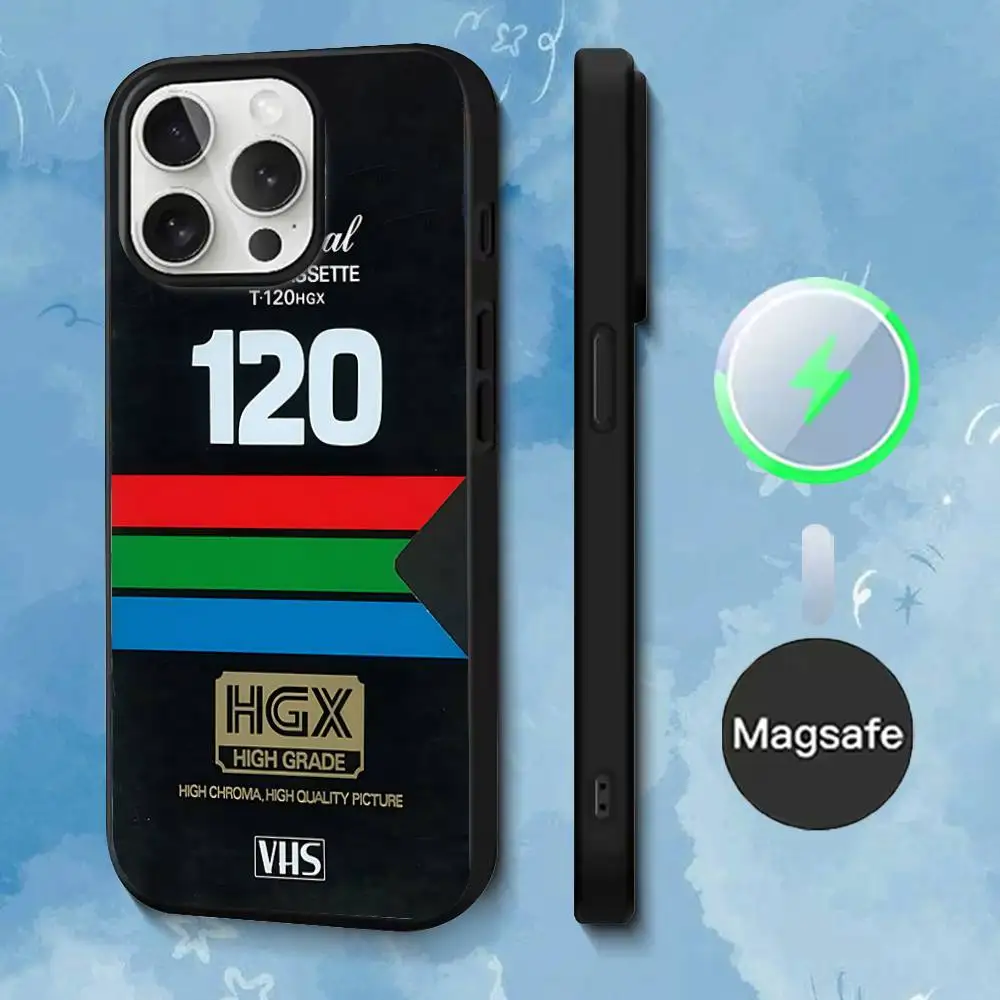 حافظة هاتف كلاسيكية بشريط VHS لهاتف آيفون 17,16,15,14,13,12,11,Pro,Max,Plus,Mini,SE4,E شحن لاسلكي مغناطيسي Magsafe