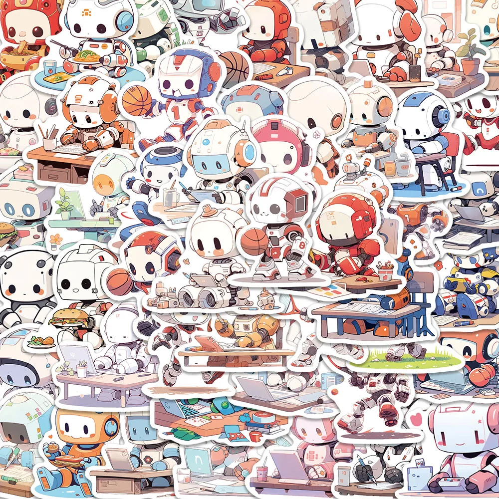 

50Pcs Cartoon Robot Series Stickers Suitcase Phone Case Water Bottle Waterproof Decoration Diy Sticker Packs