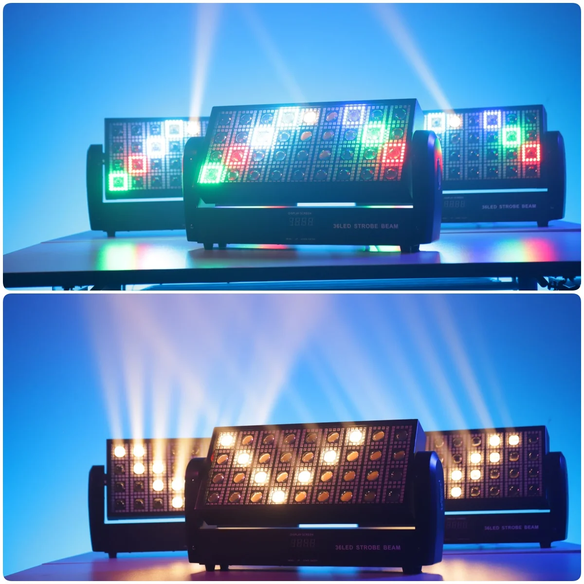 200W Swingable LED Strobe Light Colorful Mixed Pattern Program RGB DMX512 Bright Running Washer Lighting for DJ Party Bar Disco