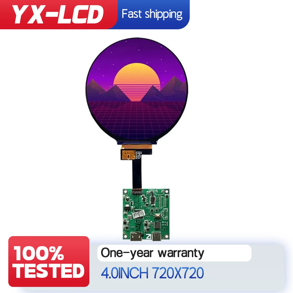 IPS 4.0 inch 31P TFT LCD Capacitive Touch Round Screen JD9365DA Drive IC MIPI Interface 720*720 HDMI-compatible Drive Board