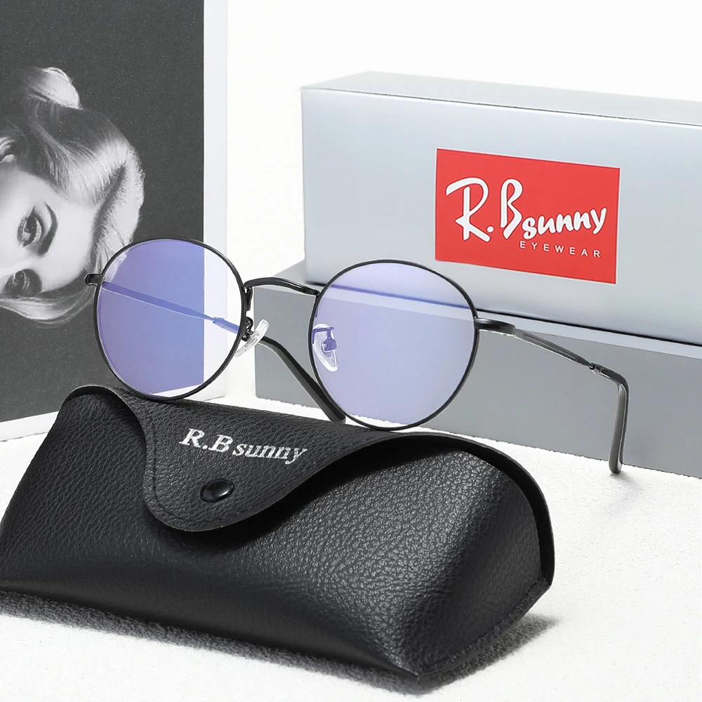 

Классические винтажные очки RBsunny с защитой от синего света 45, мужские/женские очки в круглой оправе для чтения компьютера, защита глаз, очки в стиле ретро