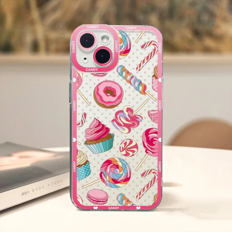 Cute Candy Donuts Phone Case For Xiaomi 13 Redmi Note 12 11 10 Pro Lite Proplus Pocox3GT F3 Transparent Soft TPU Fundas Cover