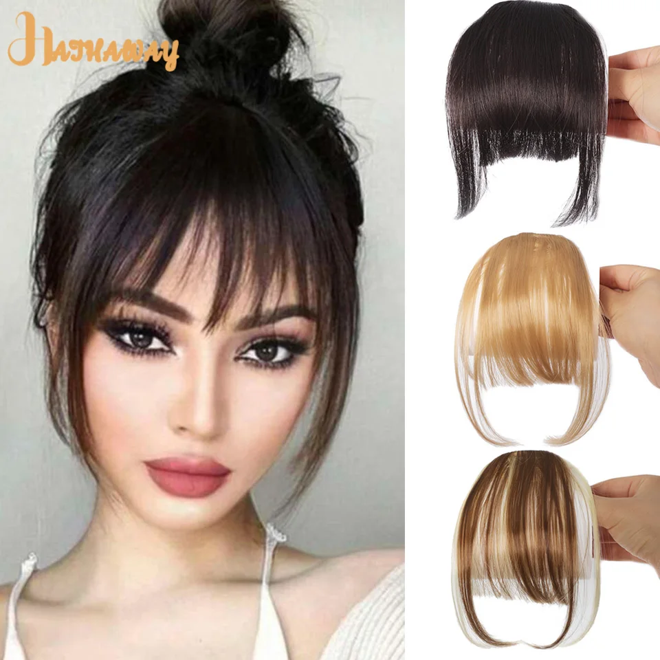 Synthetic Straight bangs Air bangs Hair Extension Natural Hair Bangs For Women False Bang Black Daily Brown Woman Daily Wear