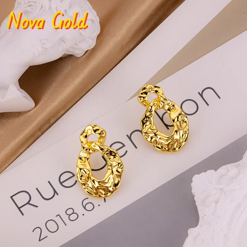 

Серьги NovaGlod Light Luxury в стиле французского ретро с цветочным узором, 9999 пробы, 24K, из настоящего золота, с европейской и американской текстурой, элегантные и изысканные.