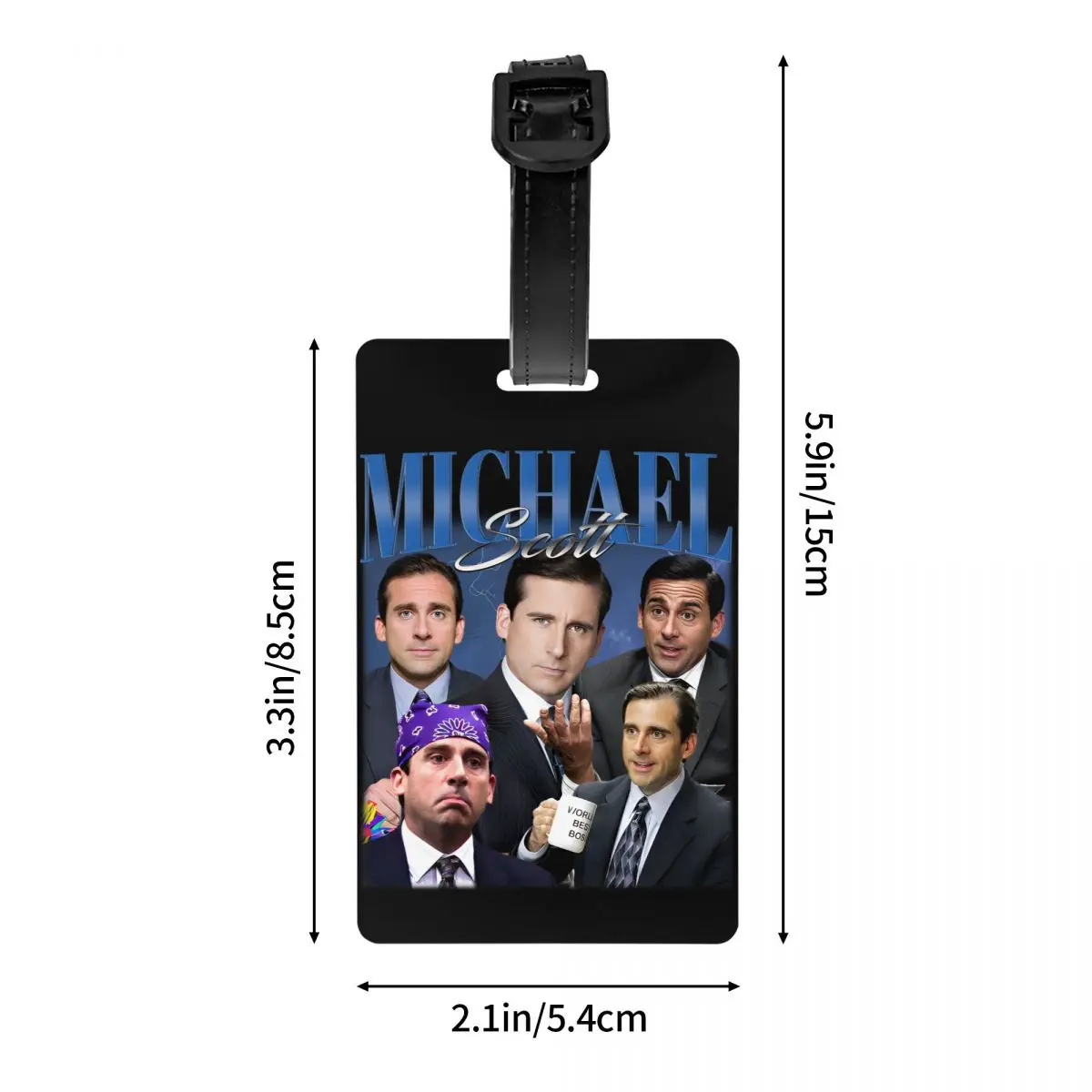 Custom Michael Scott Luggage Tag With Name Card The Office Prison Mike Privacy Cover ID Label for Travel Bag Suitcase