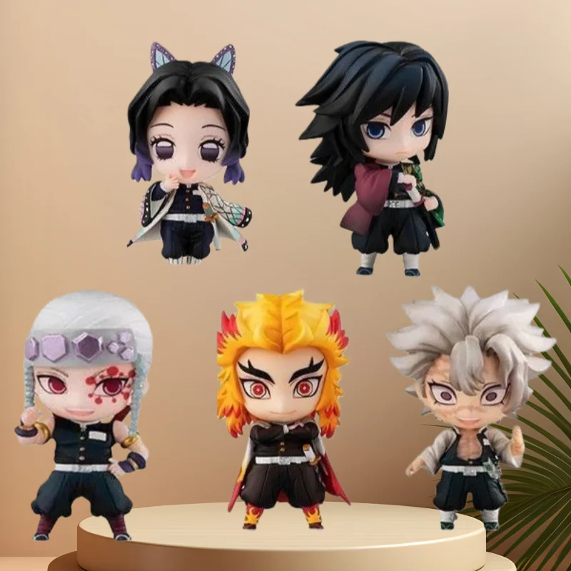 Figurka Demon Slayer Tanjiro Kamado Rengoku Kyoujurou, kreatywny, wysokiej jakości model postaci z anime, ozdoba na biurko, 5 sztuk