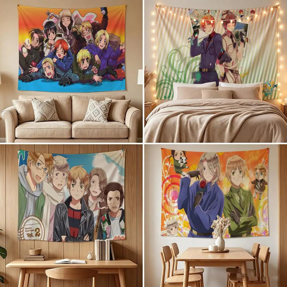 H-Hetalia A-Axis Powers H-Hetalia Tapestry Custom Living Bedroom Party Dormitory Interior Wall Bohemian Decoration Attached Clip