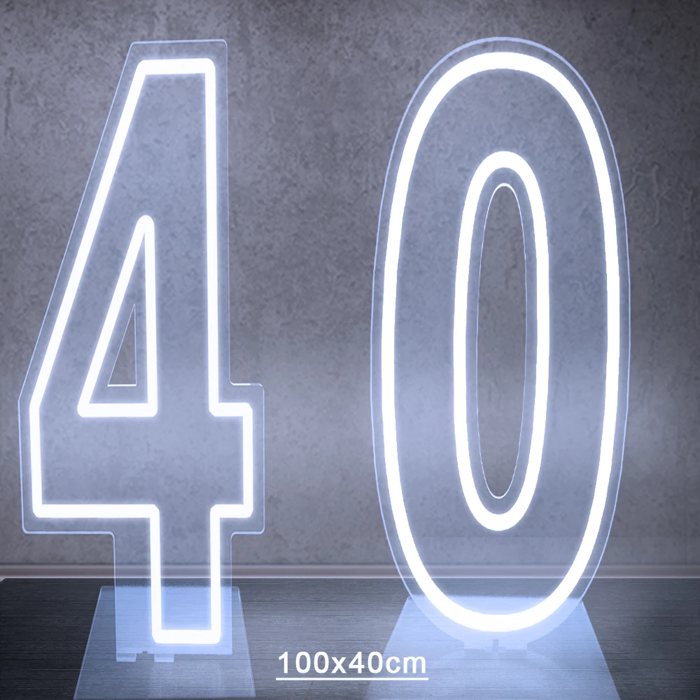 100 cm Groot Formaat Dual Digit Neon Sign Acryl Digitale Licht voor Sweet 10 16 18 21 Verjaardagsfeestje decoratie